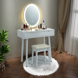 Costway White LED Light Vanity Table Set - Size: 80 x 40 x 137cm - Wilko - thumbnail 6