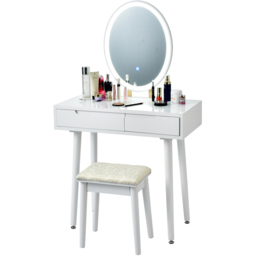 Costway White LED Light Vanity Table Set - Size: 80 x 40 x 137cm - Wilko - thumbnail 4
