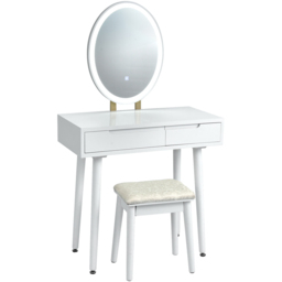 Costway White LED Light Vanity Table Set - Size: 80 x 40 x 137cm - Wilko - thumbnail 3