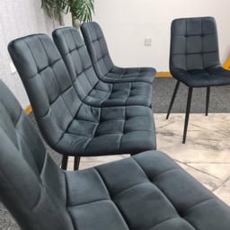 Kosy Koala 6 Seater Velvet Marble Effect Dining Set Black - Multi - Wilko - thumbnail 4