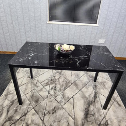 Kosy Koala 6 Seater Velvet Marble Effect Dining Set Black - Multi - Wilko - thumbnail 5