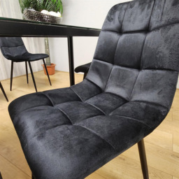 Kosy Koala 6 Seater Velvet Marble Effect Dining Set Black - Multi - Wilko - thumbnail 3