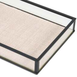 Set of 2 Glass and Linen Trays - Natural - Wilko - thumbnail 4