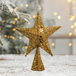 Living and Home Gold Star Wrought Iron Christmas Tree Topper 35cm - Size: 35 x 25 x 35cm - Wilko - thumbnail 3