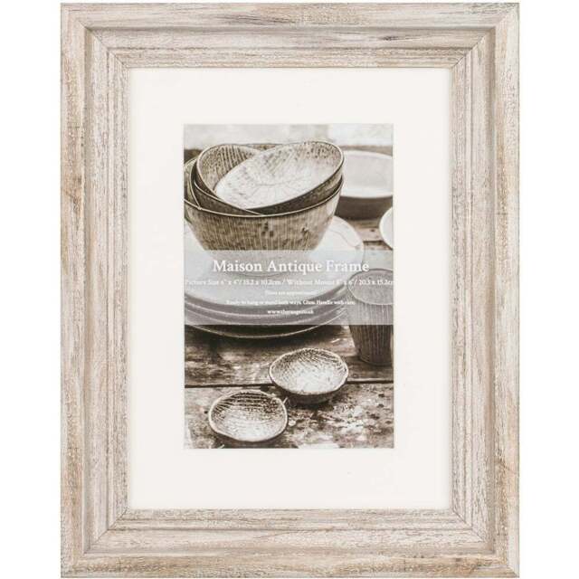 Maison Antique Effect Photo Frame 6 x 4 inch - Size: A6 - Cream - The Port. Co Gallery - Wilko