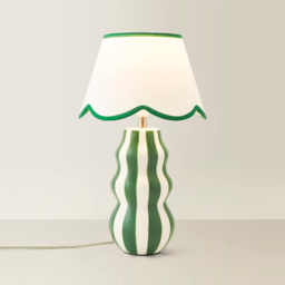 ValueLights Everie Scallop Shade Green Stripe Table Lamp with Bulb - Size: 39 x 23 x 23cm - Wilko - thumbnail 6