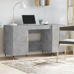 vidaXL 2 Door Computer Desk Concrete Grey - Size: 75 x 140 x 50cm - Wilko
