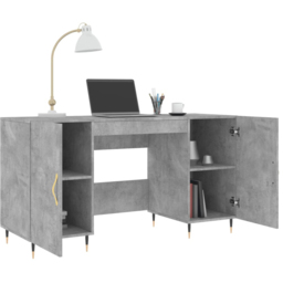 vidaXL 2 Door Computer Desk Concrete Grey - Size: 75 x 140 x 50cm - Wilko - thumbnail 5