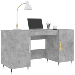 vidaXL 2 Door Computer Desk Concrete Grey - Size: 75 x 140 x 50cm - Wilko - thumbnail 4