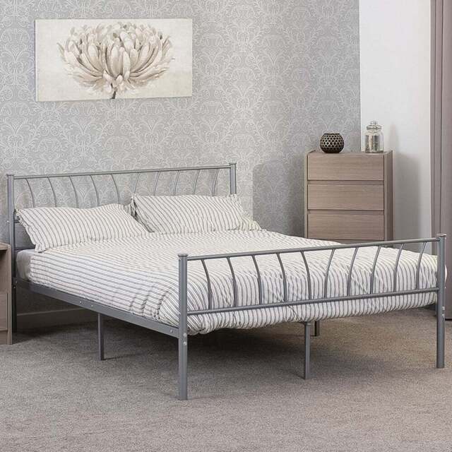 Seconique Harlow Double Silver Bed Frame - Wilko - image 1