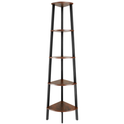 tectake Portland 4 Shelf Industrial Dark Wood Rustic Corner Shelving Unit - Brown - Wilko - thumbnail 3