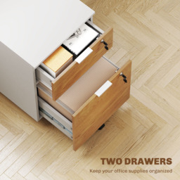 HOMCOM 2 Drawer Filing Cabinet with Adjustable Hanging Bars - Brown - Wilko - thumbnail 5