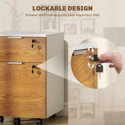 HOMCOM 2 Drawer Filing Cabinet with Adjustable Hanging Bars - Brown - Wilko - thumbnail 7