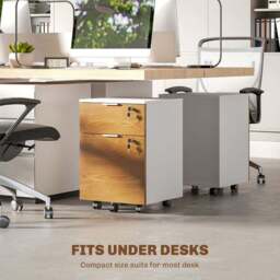 HOMCOM 2 Drawer Filing Cabinet with Adjustable Hanging Bars - Brown - Wilko - thumbnail 6