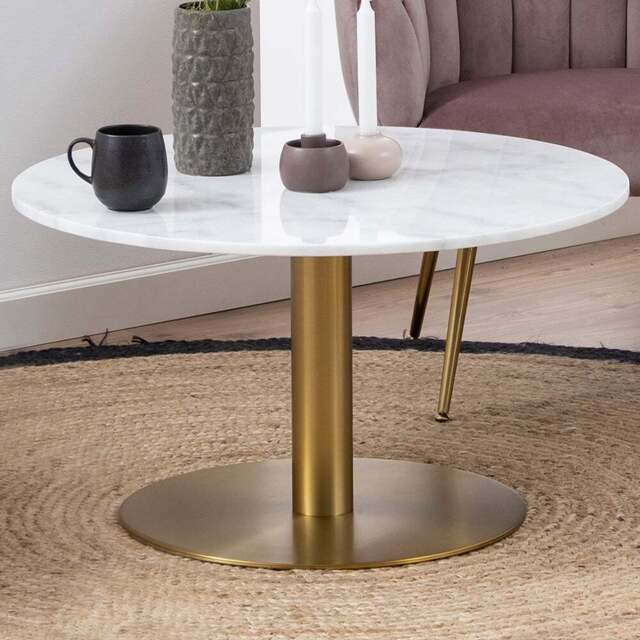 Florence Corby White Marble and Gold Round Coffee Table - Furniture To Go - Wilko - image 1