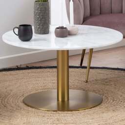 Florence Corby White Marble and Gold Round Coffee Table - Furniture To Go - Wilko - thumbnail 1