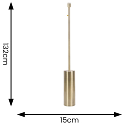 ValueLights Lexy Antique Brass Dimmable Floor Lamp Base - Size: 132 x 15 x 15cm - Gold - Wilko - thumbnail 5