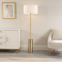 ValueLights Lexy Antique Brass Dimmable Floor Lamp Base - Size: 132 x 15 x 15cm - Gold - Wilko - thumbnail 3