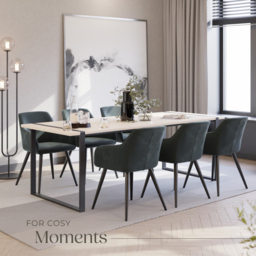 tectake Marilyn Set of 6 Grey and Black Velvet Padded Dining Chair - Wilko - thumbnail 4