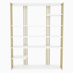 Decorotika Jeni 6 Shelf White and Gold Bookcase - Size: 160 x 120 x 29.6cm - Multi - Wilko - thumbnail 6