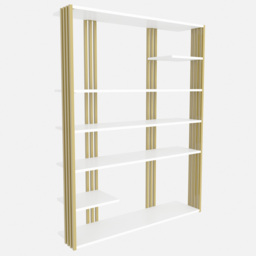 Decorotika Jeni 6 Shelf White and Gold Bookcase - Size: 160 x 120 x 29.6cm - Multi - Wilko - thumbnail 3