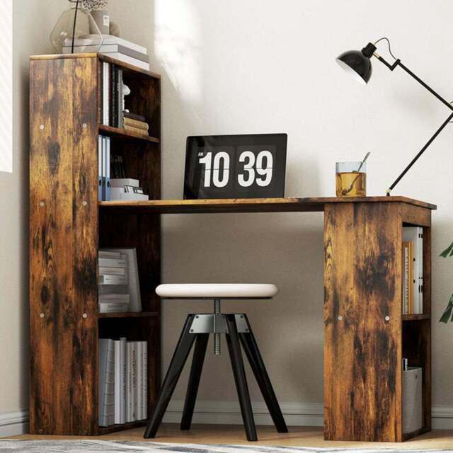 HOMCOM 6 Shelf Computer Desk Brown - Size: 120 x 55 x 120cm - Wilko - image 1