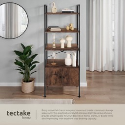 tectake Brentwood 4 Shelf Dark Wood Ladder Shelving Unit - Brown - Wilko - thumbnail 4