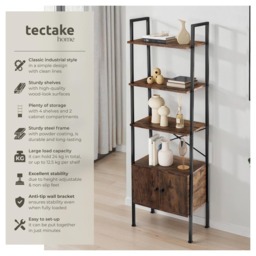 tectake Brentwood 4 Shelf Dark Wood Ladder Shelving Unit - Brown - Wilko - thumbnail 7