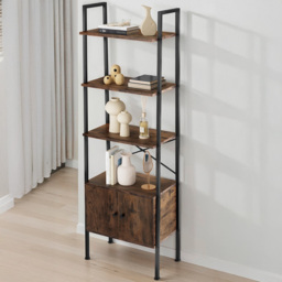 tectake Brentwood 4 Shelf Dark Wood Ladder Shelving Unit - Brown - Wilko - thumbnail 1