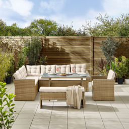 Furniturebox Sierra Rattan 9 Seater Garden Dining Set Beige - Cream - Wilko - thumbnail 3