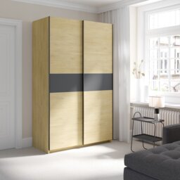 Andora Midi Sliding Wardrobe Cream and Anthracite - Wilko - thumbnail 1