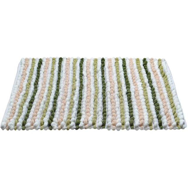 Allure Bath Fashions Green Striped Chunky Bobble Bath Mat - Size: 50 x 80cm - Wilko - image 1