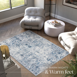 tectake Amara Vintage Non Slip Rug 230 x 160 x 0.6cm - Size: 0.6 x 160 x 230cm - Blue - Wilko - thumbnail 7