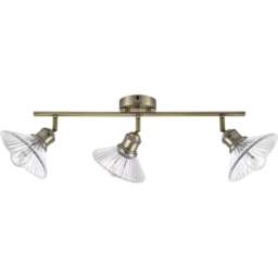 Cosylyte Milan Bathroom 3 Light Antique Brass Ribbed Glass Spotlight - Size: 60 x 20 x 20cm - Gold - Wilko