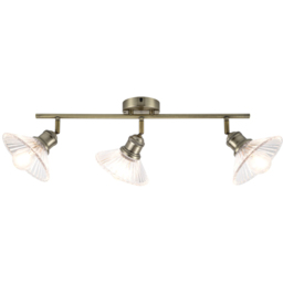 Cosylyte Milan Bathroom 3 Light Antique Brass Ribbed Glass Spotlight - Size: 60 x 20 x 20cm - Gold - Wilko - thumbnail 4
