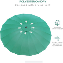 Outsunny Green Crank and Tilt Parasol 2.6m - Size: 3m - Wilko - thumbnail 7