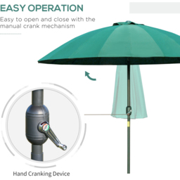 Outsunny Green Crank and Tilt Parasol 2.6m - Size: 3m - Wilko - thumbnail 5