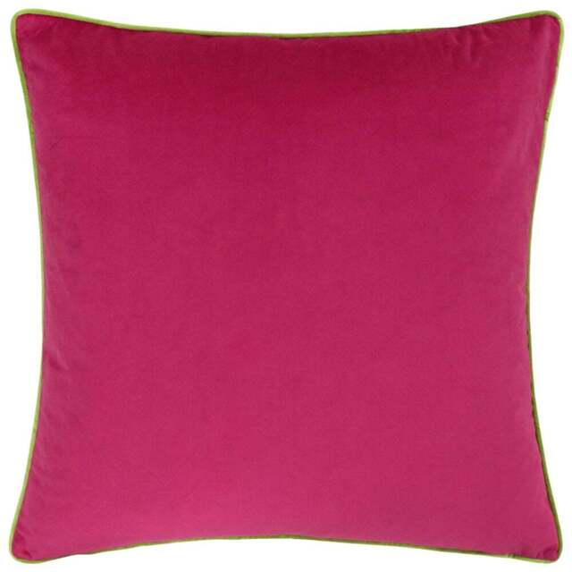 Paoletti Meridian Hot Pink Lime Velvet Cushion - Size: 55 x 55 cm - Multi - Wilko - image 1
