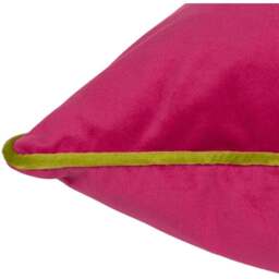 Paoletti Meridian Hot Pink Lime Velvet Cushion - Size: 55 x 55 cm - Multi - Wilko - thumbnail 4