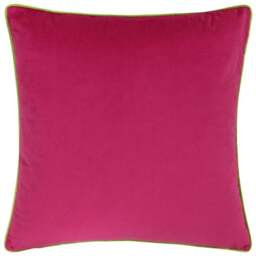 Paoletti Meridian Hot Pink Lime Velvet Cushion - Size: 55 x 55 cm - Multi - Wilko