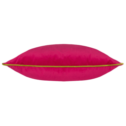 Paoletti Meridian Hot Pink Lime Velvet Cushion - Size: 55 x 55 cm - Multi - Wilko - thumbnail 3