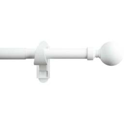 Rothley 125-216cm Matt White Extendable Solid Orb Finials Curtain Pole - Wilko - thumbnail 1