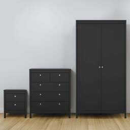 Florence Madrid Matt Black 3 Piece Bedroom Furniture Set - Furniture To Go - Wilko - thumbnail 1