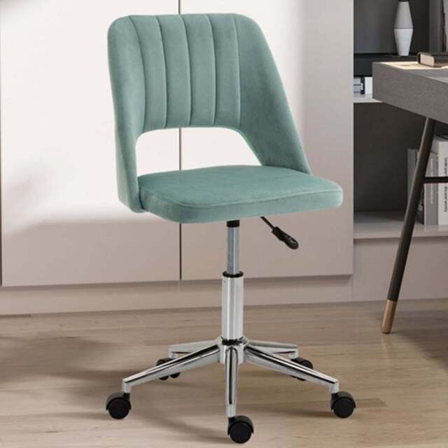 Portland Green Velvet Swivel Office Chair - Size: 49 x 60 x 91cm - Wilko - image 1