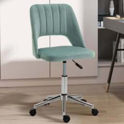 Portland Green Velvet Swivel Office Chair - Size: 49 x 60 x 91cm - Wilko