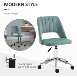 Portland Green Velvet Swivel Office Chair - Size: 49 x 60 x 91cm - Wilko - thumbnail 6