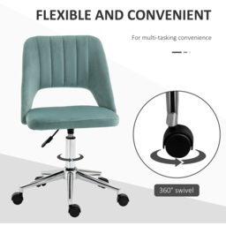 Portland Green Velvet Swivel Office Chair - Size: 49 x 60 x 91cm - Wilko - thumbnail 5