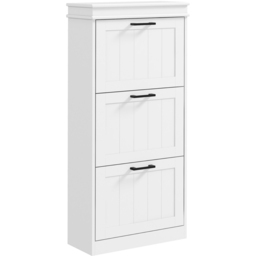 Portland White 3 Flip Drawer Shoe Storage Cabinet - Size: 117.5 x 24 x 54cm - Wilko - thumbnail 3