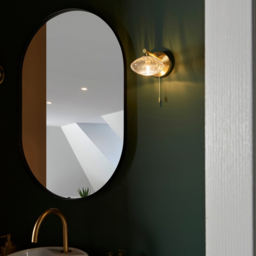 Merano Oristano Ribbed Glass Satin Brass Plate Bathroom Wall Light - Size: 19.5 x 14 x 12.5cm - Brown - Wilko - thumbnail 7