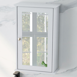 Costway Single Door White Bathroom Medicine Cabinet with Mirror - Size: 61 x 40 x 9cm - Wilko - thumbnail 1